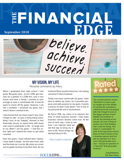 September 2018 Focus CPA Newsletter