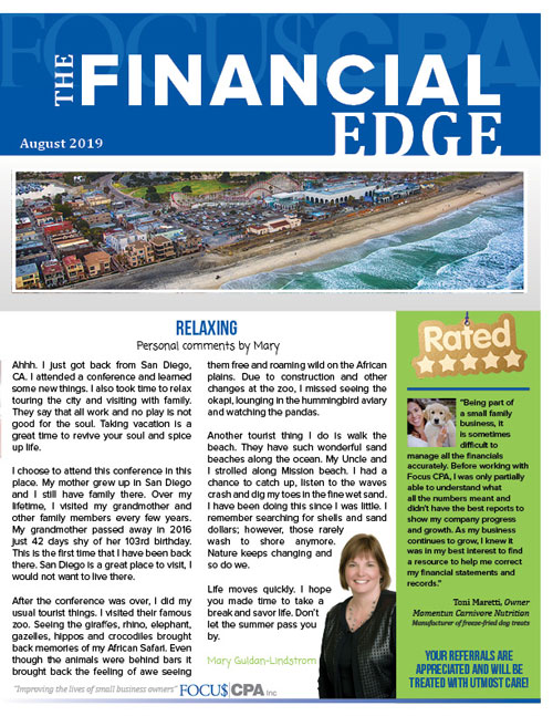 August 2019 Focus CPA Newsletter