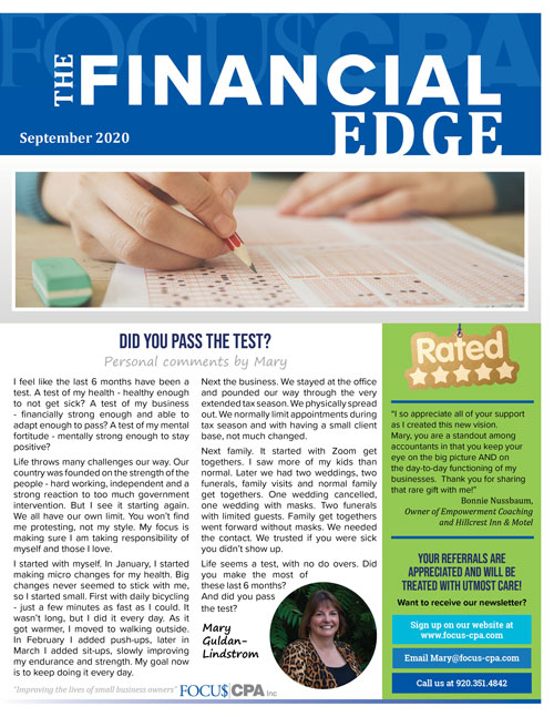 September 2020 Focus CPA Newsletter